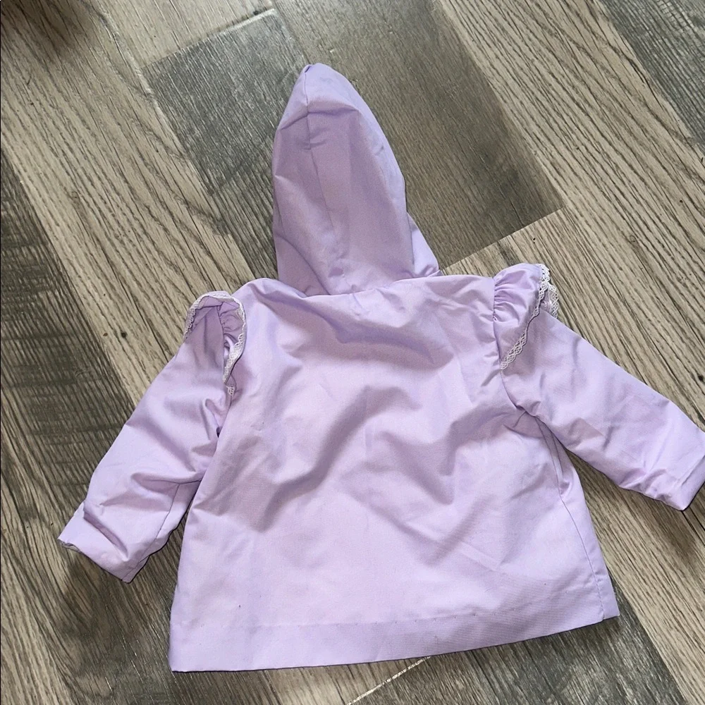 Weather tamer Vintage Lavender lace trim Hooded Jacket girls size 12‎ months